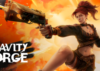 Gravity Forge game features spatial combat, co-op shooter mechanics, dieselpunk aesthetics, gravity manipulation, and Unreal Engine 5 with procedural generation.