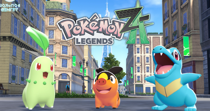 Pokémon Legends: Z-A featuring Mega Evolutions, ZA Royale battles, Mirr City setting, Battle Zone action, and Starmie on Nintendo Switch 2.