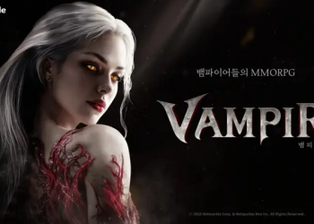 Vampir teaser image from Netmarble's vampire MMORPG featuring gothic horror theme, dark fantasy world, and pre-registration character classes.