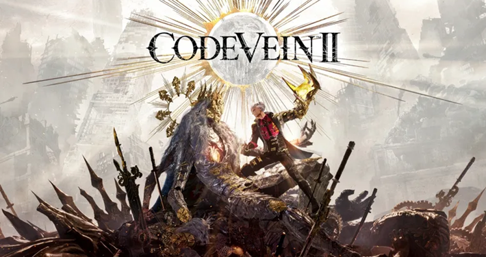Code Vein 2 Korean version prologue trailer screenshot showing Bandai Namco's action RPG anime game with time travel mechanics and Lou MagMell character.