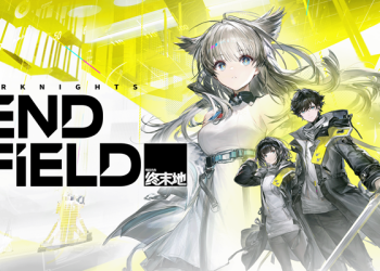 Arknights Endfield action RPG gacha game screenshot showing squad combat and factory building in open world environment.
