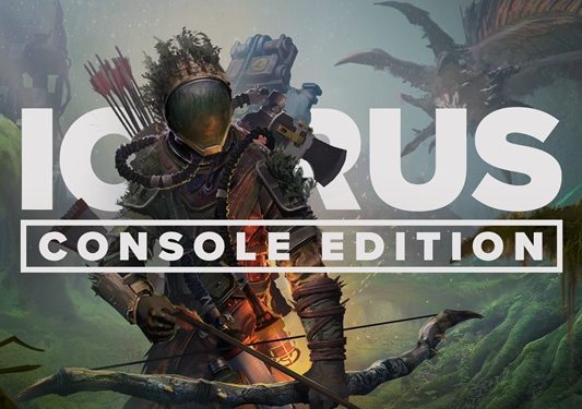 ICARUS Console Edition survival game screenshot showing PlayStation 5 and Xbox Series gameplay with Dean Hall's signature PvE gameplay on alien planet.