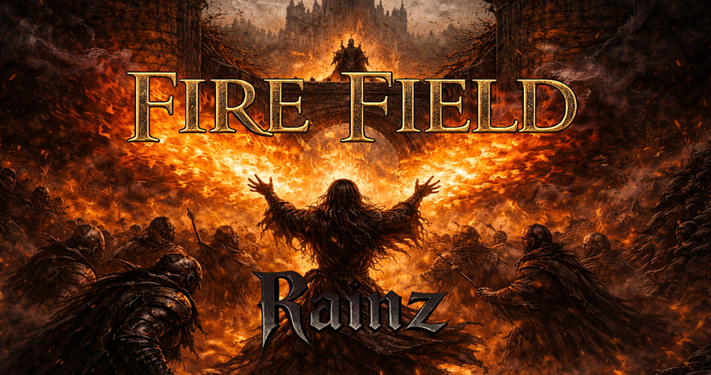 Key art for Fire Field, an AI game development project by a solo game developer, a Diablo-like indie game, and a Steam indie release.